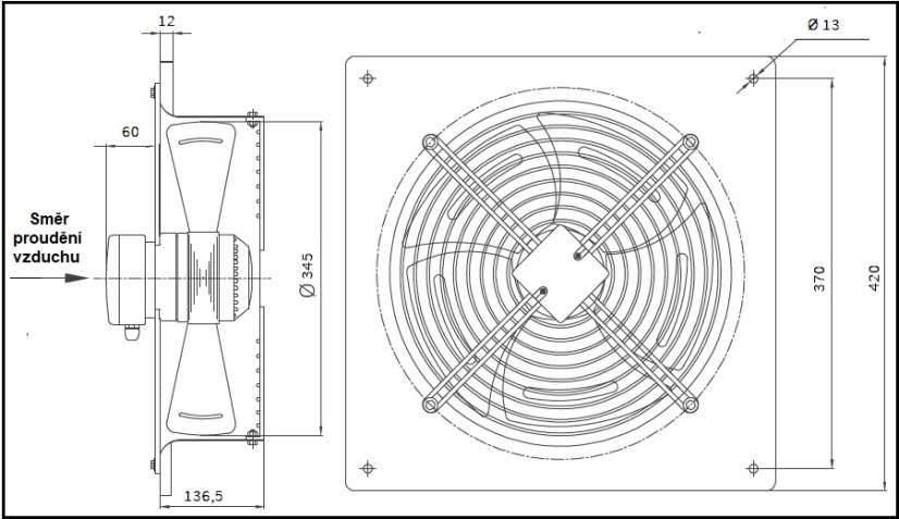 Nástěnný ventilátor čtvercový NVCA 350
