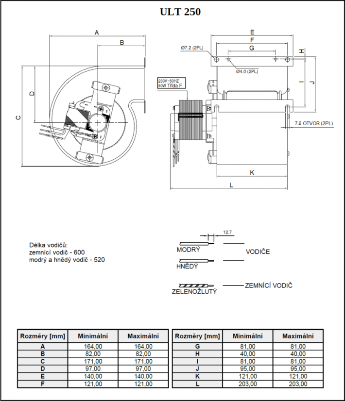 ULT 250 Radiální ventilátor