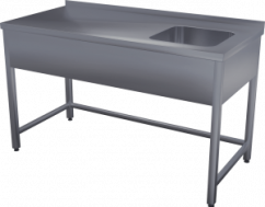 Nerezový mycí stůl s lisovaným dřezem, odkládací plochou a trnoží