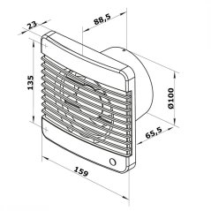 Ventilátor do koupelny GRACE Highpress ZW 100 s časovým doběhem, čidlem vlhkosti a s vyšším tlakem