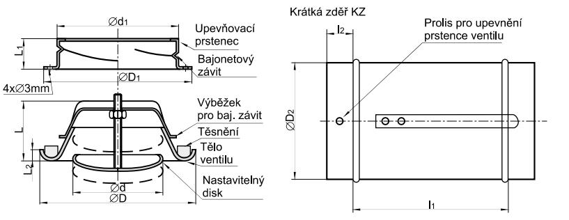 Odvodní talířový ventil kovový KVO - Průměr napojení mm: 80