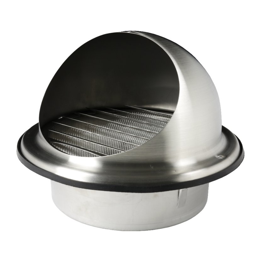 Nerezová kruhová mřížka s přírubou a stříškou - Průměr napojení mm: 100