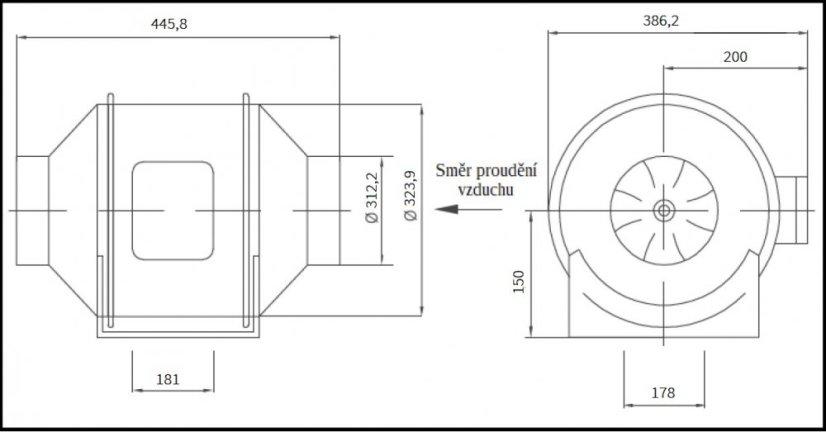 Plastový Potrubní Ventilátor TA 315