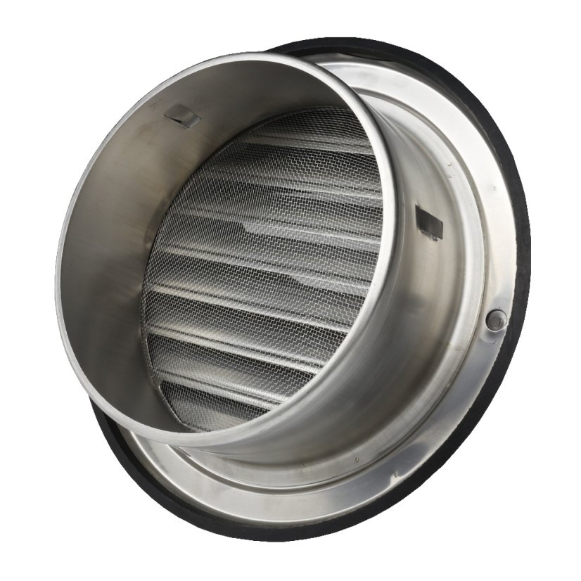 Nerezová kruhová mřížka s přírubou a stříškou - Průměr napojení mm: 100