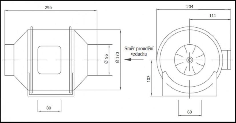 Plastový Potrubní Ventilátor TA 100