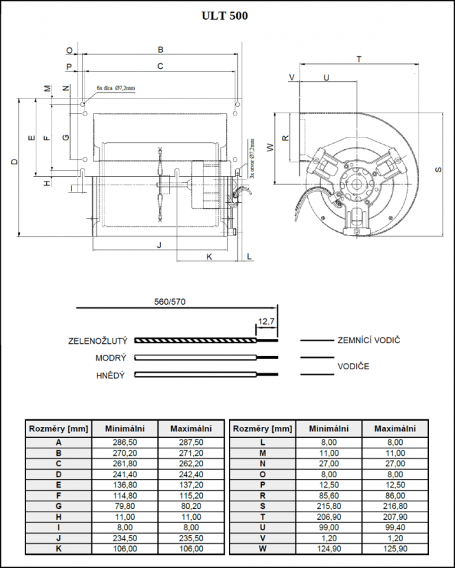 ULT 500 Radiální ventilátor