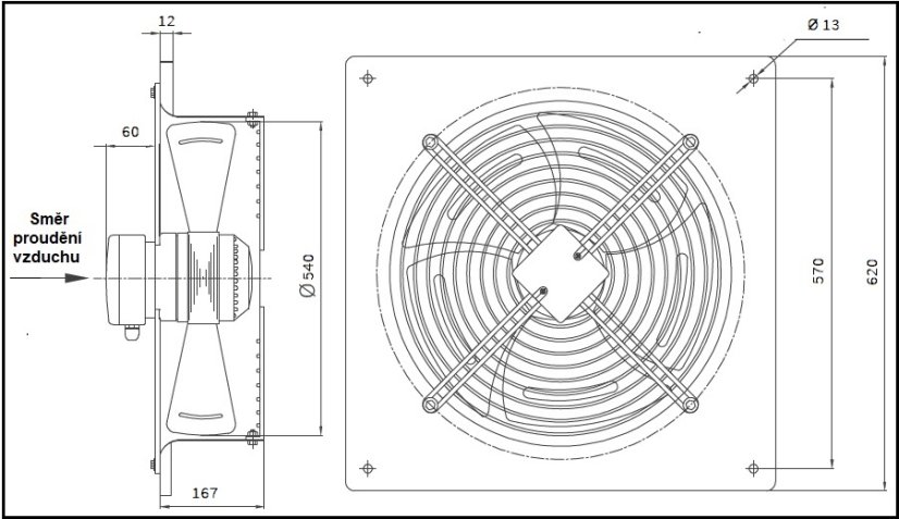 Nástěnný ventilátor čtvercový NVCA 550
