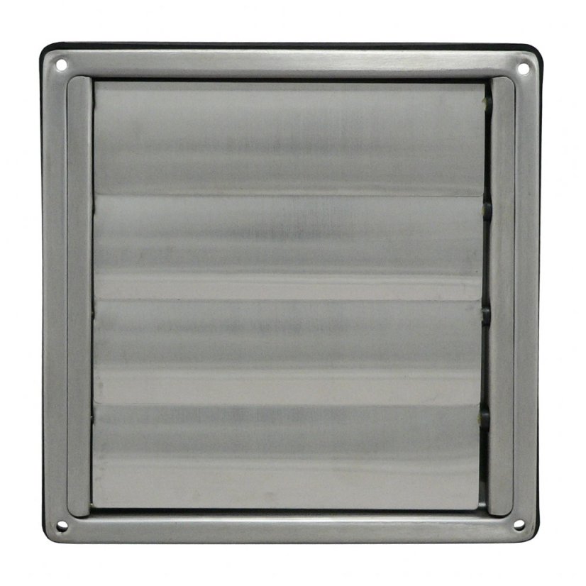 Nerezová hranatá mřížka se samotížnou žaluzií a přírubou - Varianta: 180x180, Ø125mm