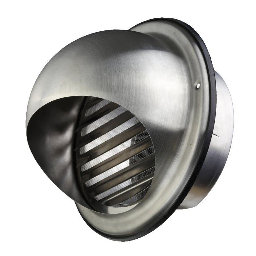 Nerezová kruhová mřížka s přírubou a stříškou - Průměr napojení mm: 100