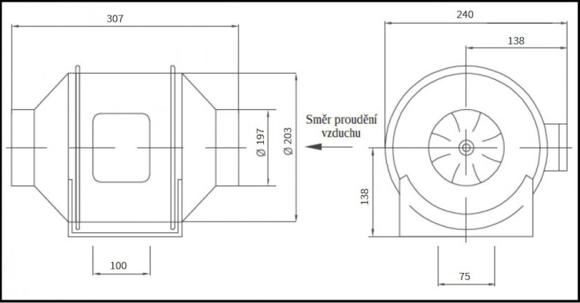 Plastový Potrubní Ventilátor TA 200