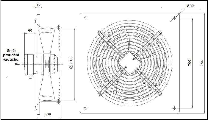 Nástěnný ventilátor čtvercový NVCA 630