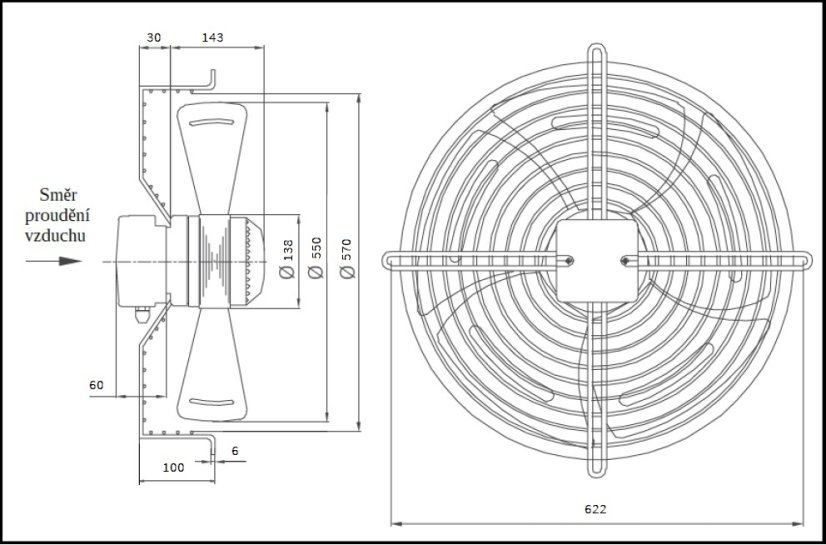 Tlačný axiální ventilátor NVKA 550T