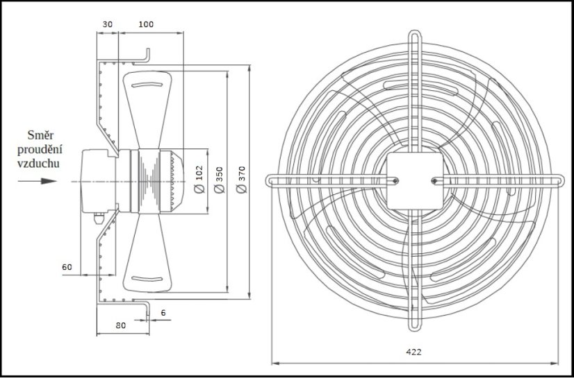 Tlačný axiální ventilátor NVKA 350T