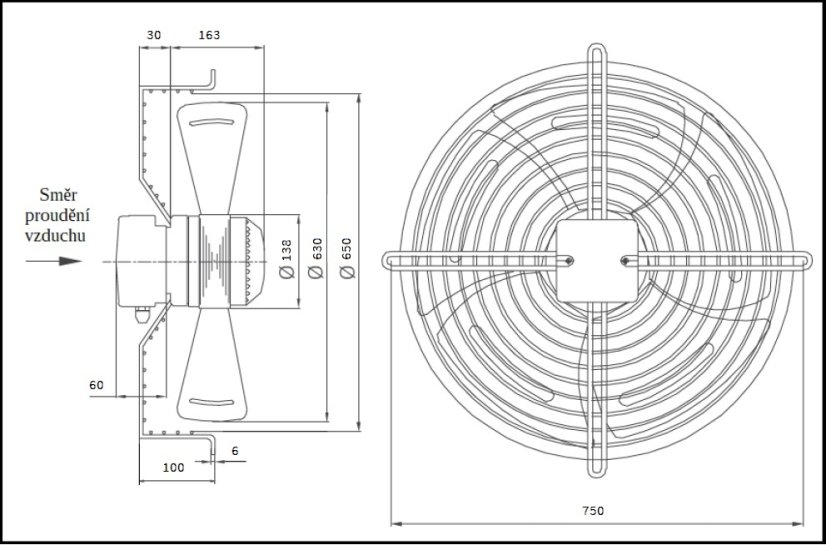 Tlačný axiální ventilátor NVKA 630T