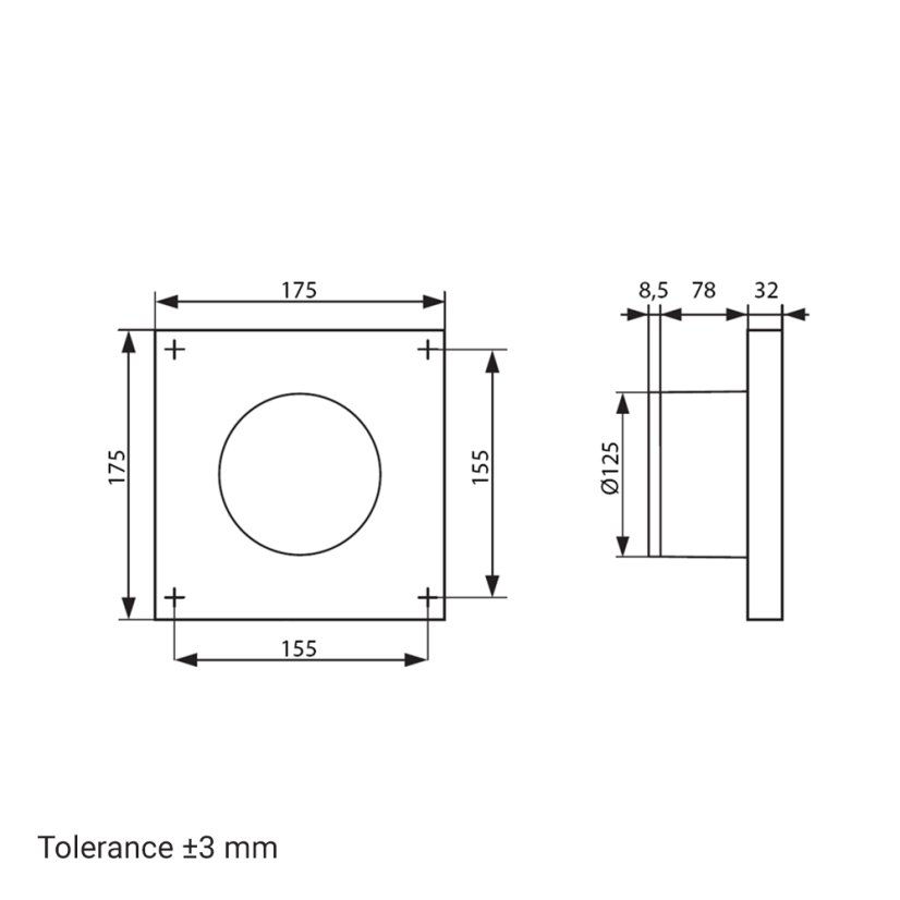 Ventilátor do koupelny DARK 125 se zpětnou klapkou