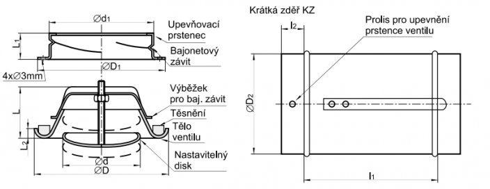 Odvodní talířový ventil kovový KVO - Průměr napojení mm: 80