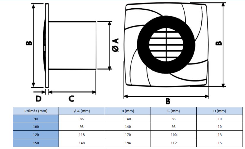 Ventilátor do koupelny Cata B-15 PLUS T s časovým doběhem